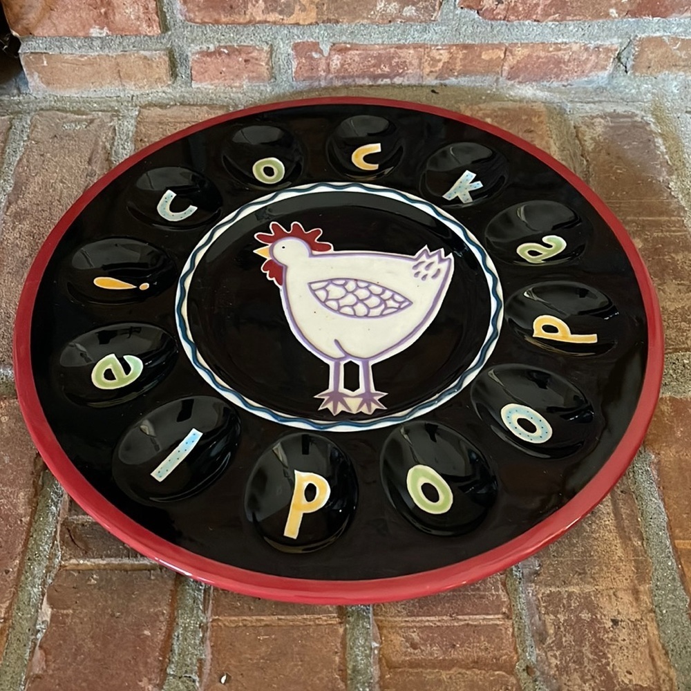 Becky Denny Cockadoodle Ceramic Egg Platter